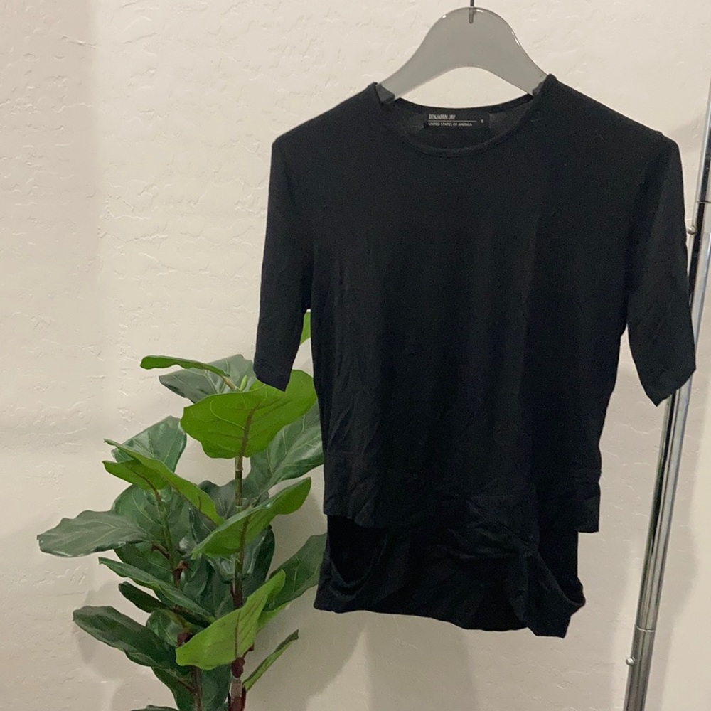 Benjamin Jay Black Cutout Short Sleeve Top